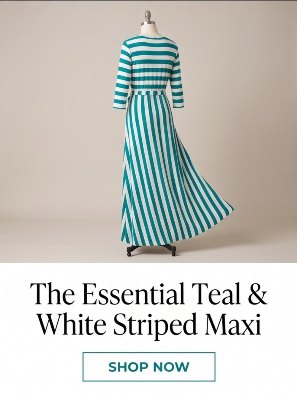 Striking Green and White Stripe Maxi Dress